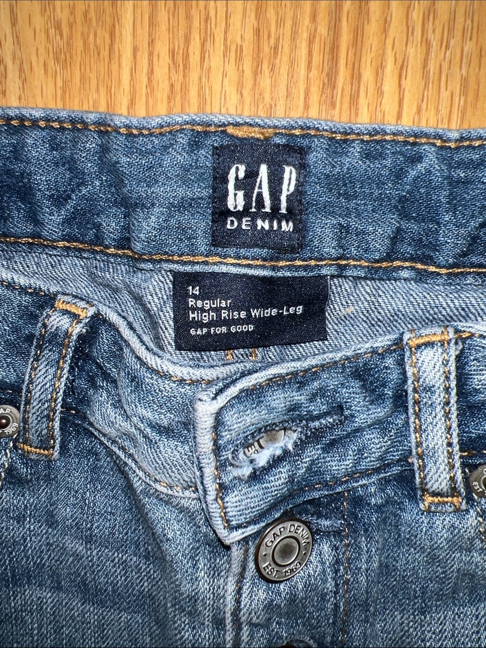 GAP Blue Wide-Leg Button-Fly Jeans - Picture 2 of 3